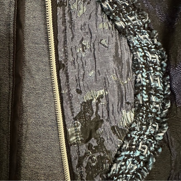 Berek Women 1X Artsy Denim Jacket Embellished Western Embroidered Blue Blazer - Picture 7 of 11